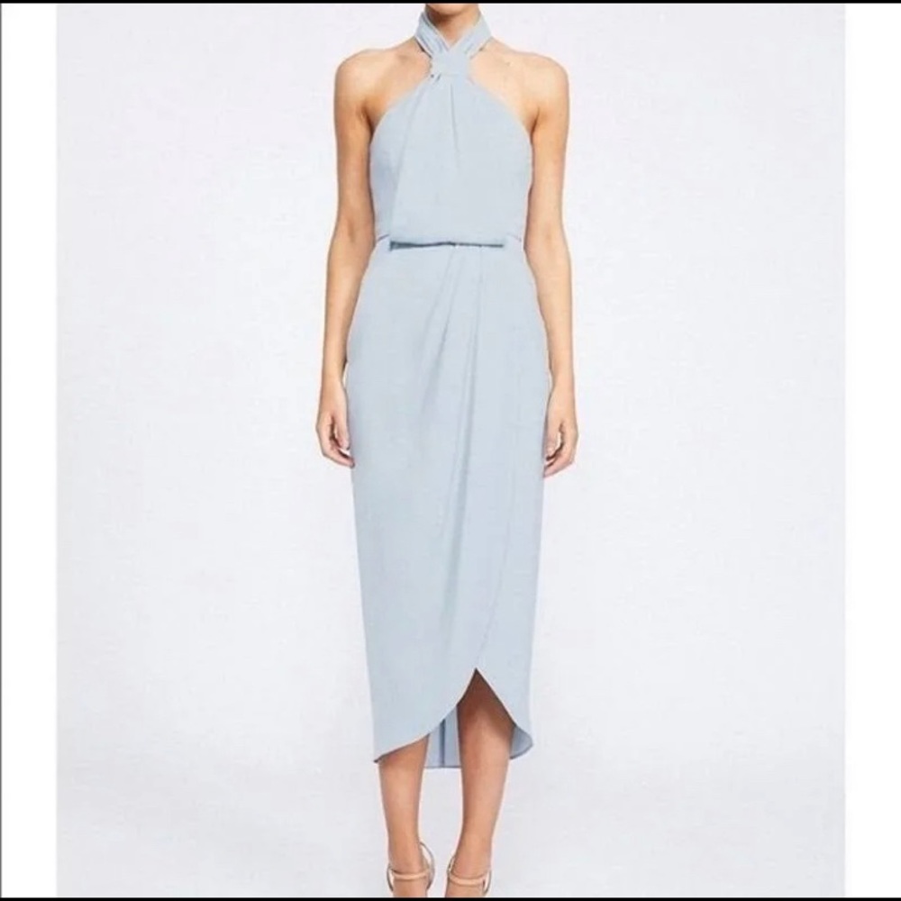 Shona Joy Core Knot Draped Midi Dress - Women | Color: Blue | Size: 4